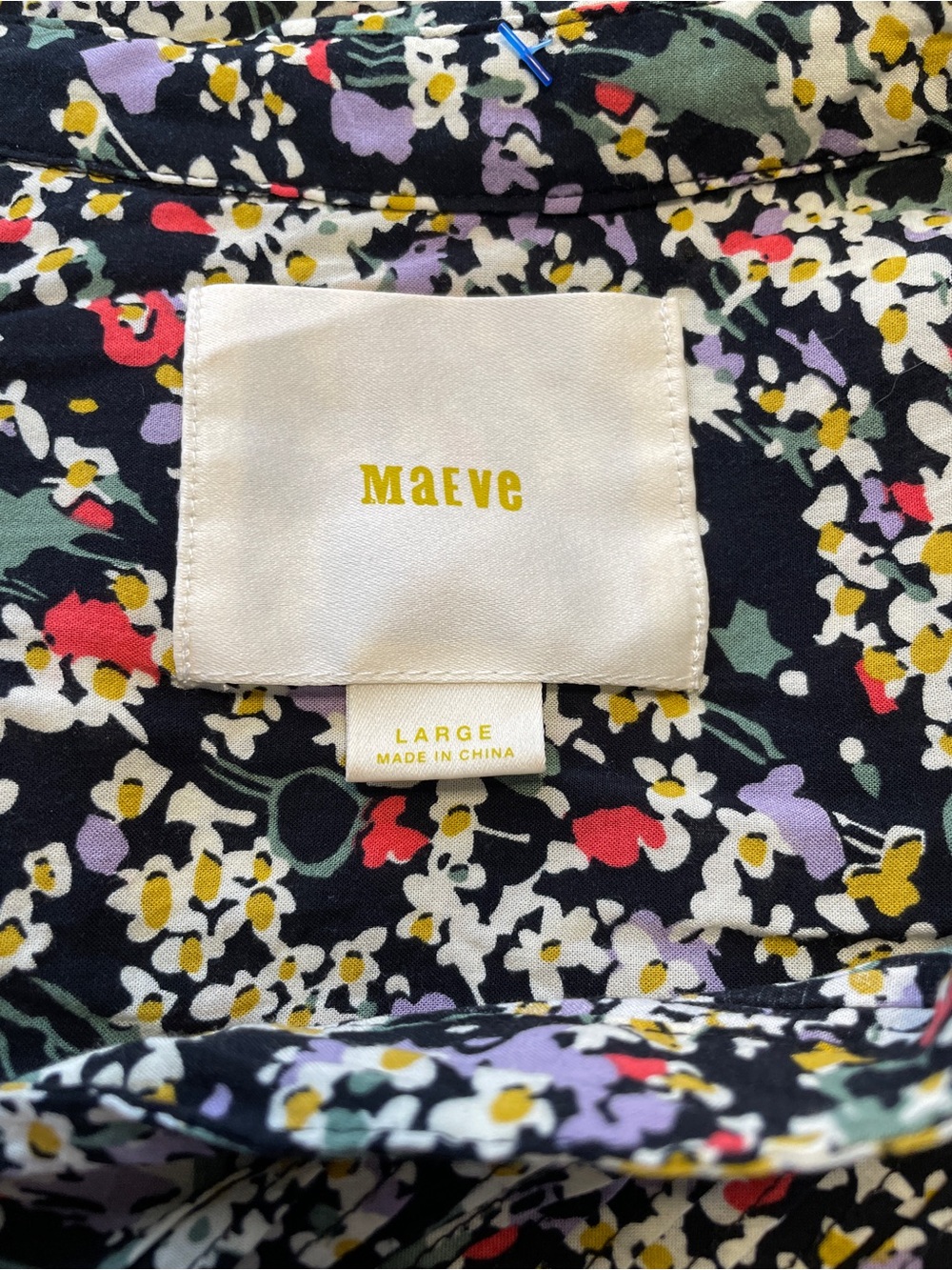 Maeve Anthropologie Matilda Black Floral Long Sleeve Button-up Blouse Size Large - Picture 3 of 10